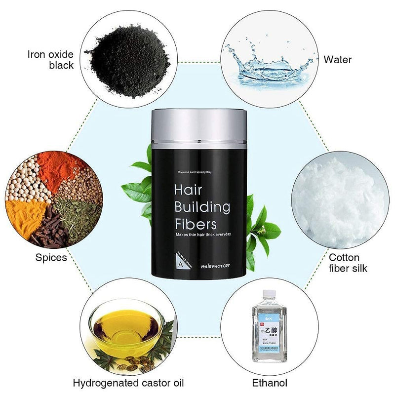 DeXe Hair Building Fibers Black 22g – Instant Hair Thickening Fiber Powder for Men & Women | Natural Hair Loss Concealer for Thinning Hair | Long-Lasting Full Coverage