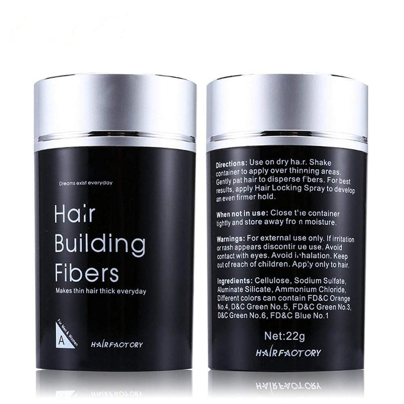 DeXe Hair Building Fibers Black 22g – Instant Hair Thickening Fiber Powder for Men & Women | Natural Hair Loss Concealer for Thinning Hair | Long-Lasting Full Coverage