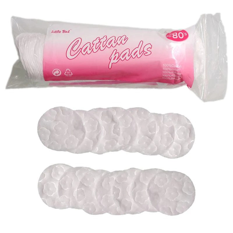 80 Pcs Cosmetic Make Up Facial Cotton Pads Use With Rose Water - Cleansing Pads