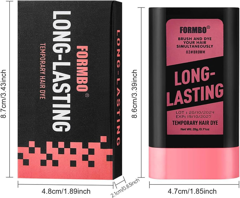 Formbo Temporary Hair Dye Stick with Built-In Comb – Instant Grey Root Touch Up Hair Color Stick, Washable Root Concealer for Men & Women, Black & Brown, 20g