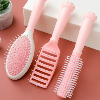 3-Piece Hair Brush Set for Women | Detangling Paddle, Round & Vented Hair Styling Brushes for Blow Dry, Scalp Massage & All Hair Types