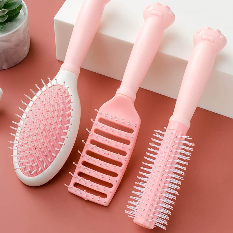 3-Piece Hair Brush Set for Women | Detangling Paddle, Round & Vented Hair Styling Brushes for Blow Dry, Scalp Massage & All Hair Types