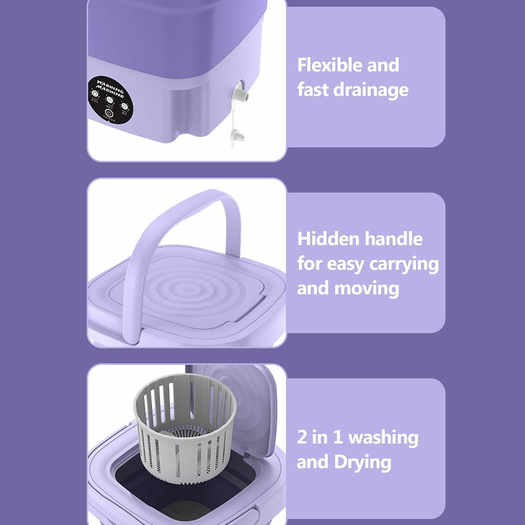 Portable Foldable Washing Machine Mini Laundry Washer with Spin Basket for Baby Clothes, Underwear, Socks, Travel, Camping, Dorm & Apartment Use