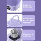 Portable Foldable Washing Machine Mini Laundry Washer with Spin Basket for Baby Clothes, Underwear, Socks, Travel, Camping, Dorm & Apartment Use