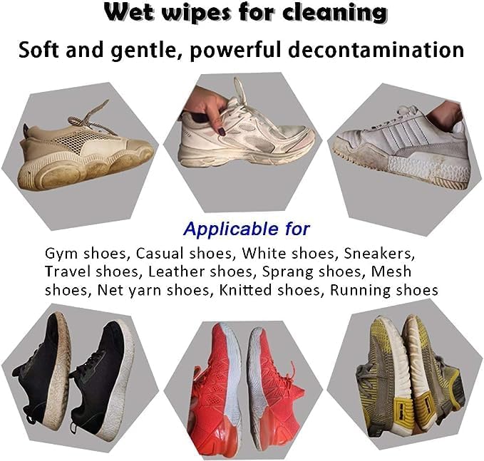 Shoe Cleaning Wipes for White Sneakers & Leather Shoes – Instant Disposable Wet Wipes for Dirt, Stain & Scuff Removal Shoe Care Cleaning Kit