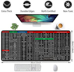 Keyboard Shortcut Extended Desk Mat – Large Gaming & Office Mouse Pad
