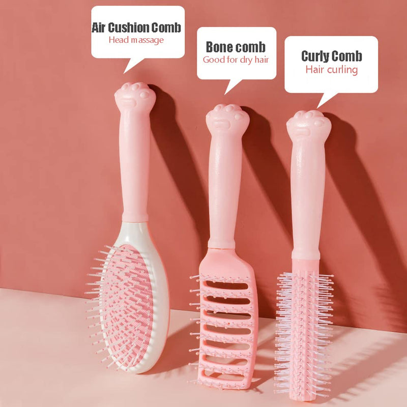 3-Piece Hair Brush Set for Women | Detangling Paddle, Round & Vented Hair Styling Brushes for Blow Dry, Scalp Massage & All Hair Types