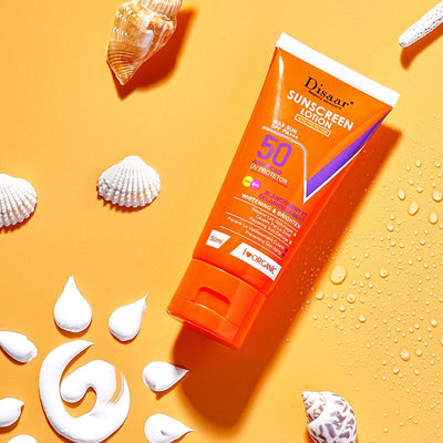 Disaar Sunscreen Lotion SPF 50 PA+++ Broad Spectrum UVA/UVB Protection Face Sunscreen with Vitamin C, Lightweight Moisturizing Formula, 50ml