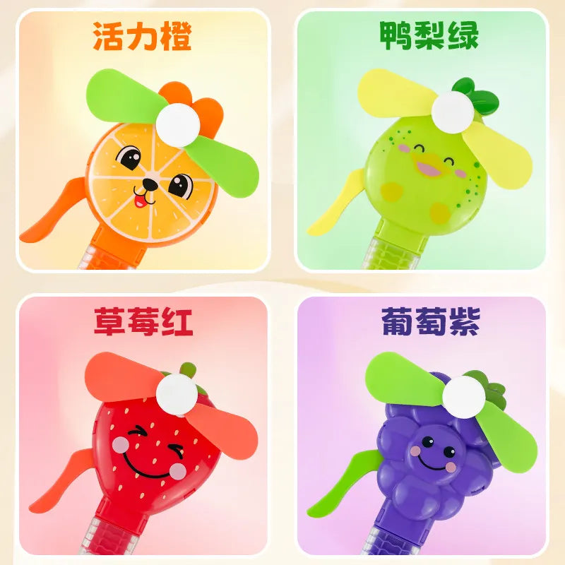 Fruit Shape Mini Hand Fan Toy for Kids – 2-in-1 Bubble Blower