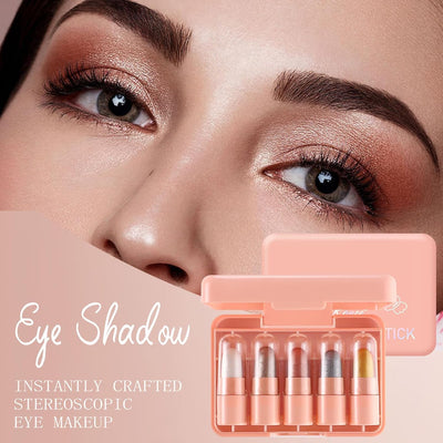 Dragon Ranee Mini Eyeshadow Stick Set 5PCS - Waterproof Long-Lasting Glitter Shimmer Cream Eyeshadow Makeup Kit, Highly Pigmented Eye Shadow Sticks for Women