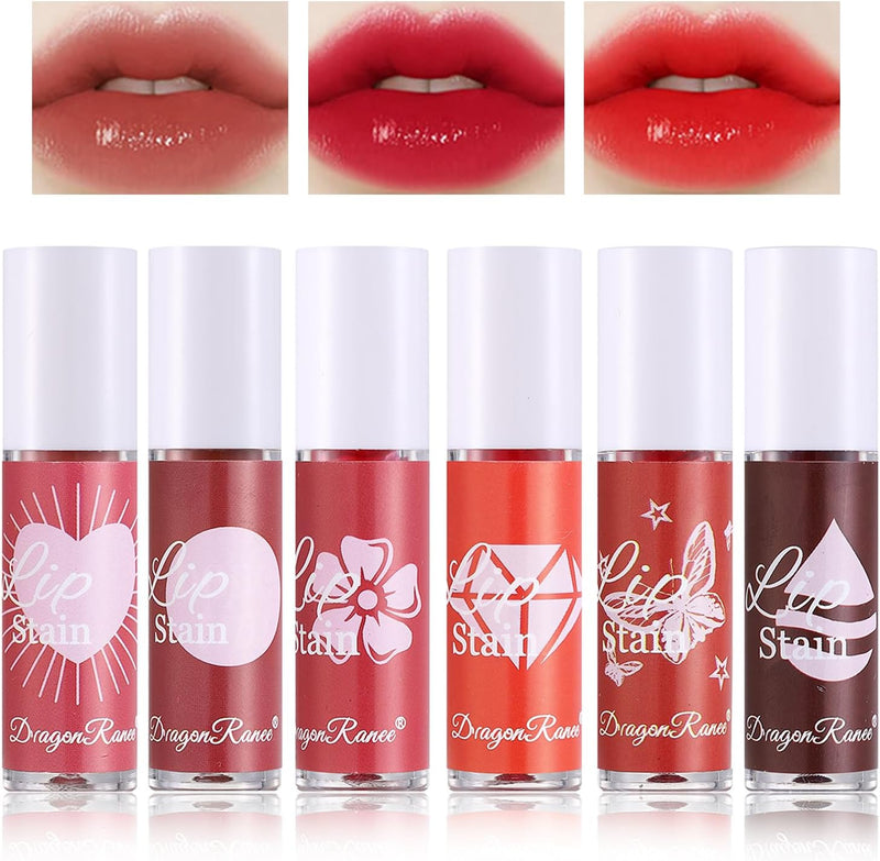 Dragon Ranee 6PCS Watery Lip Tint Stain Set | Long-Lasting Waterproof Lip Tint