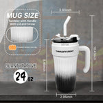 24oz Leakproof Insulated Stainless Steel Tumbler with Handle & Straw – Travel Coffee Mug for Hot & Cold Drinks