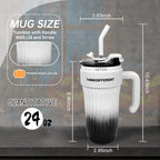 24oz Leakproof Insulated Stainless Steel Tumbler with Handle & Straw – Travel Coffee Mug for Hot & Cold Drinks