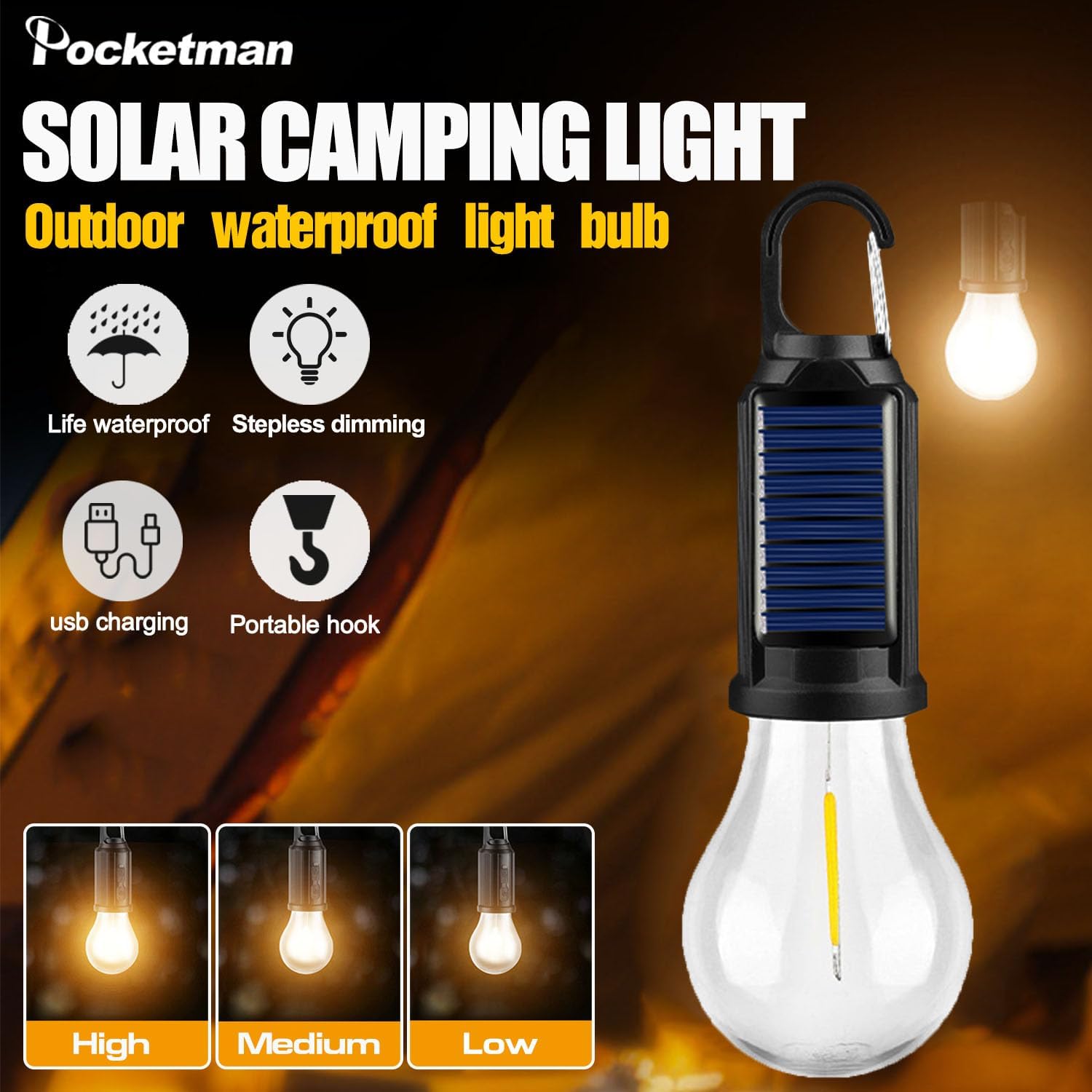 Portable LED Camping Lantern – Waterproof Rechargeable Light
