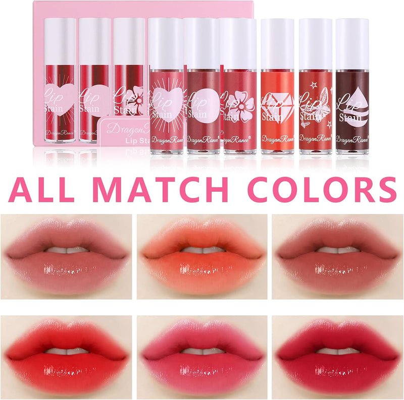 Dragon Ranee 6PCS Watery Lip Tint Stain Set | Long-Lasting Waterproof Lip Tint