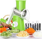 3-in-1 Manual Rotary Drum Grater Vegetable Slicer & Cheese Shredder for Kitchen with Stainless Steel Blades