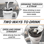 24oz Leakproof Insulated Stainless Steel Tumbler with Handle & Straw – Travel Coffee Mug for Hot & Cold Drinks