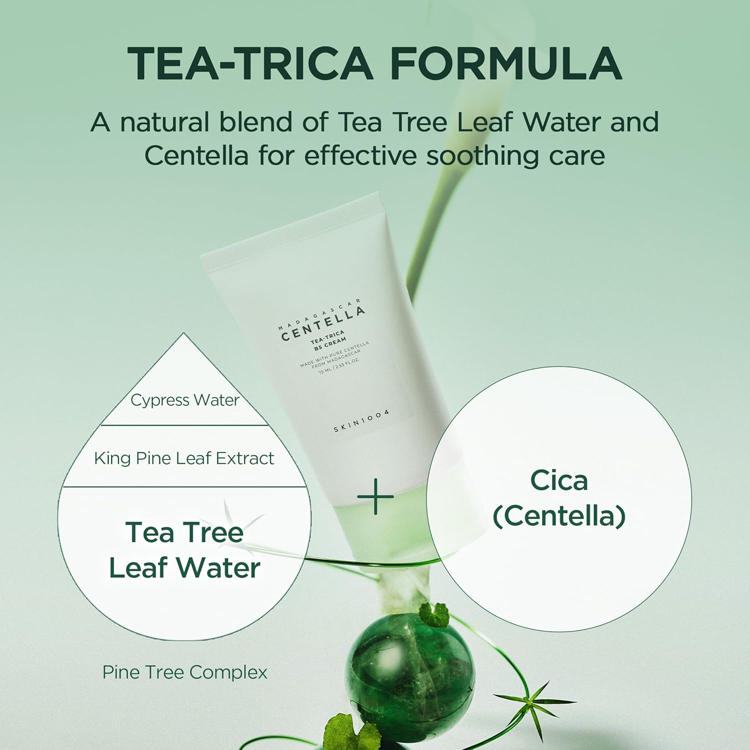 SKIN1004 Tea-Trica B5 Cream, Face Moisturizer with Centella Asiatica & Panthenol B5, Gel Moisturizer for Soothing & Hydrating, Cica Cream with Tea Tree & Centella, Korean Skin Care,