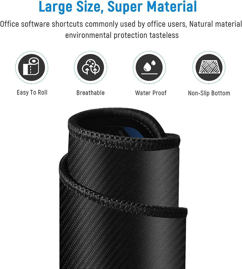 Keyboard Shortcut Extended Desk Mat – Large Gaming & Office Mouse Pad