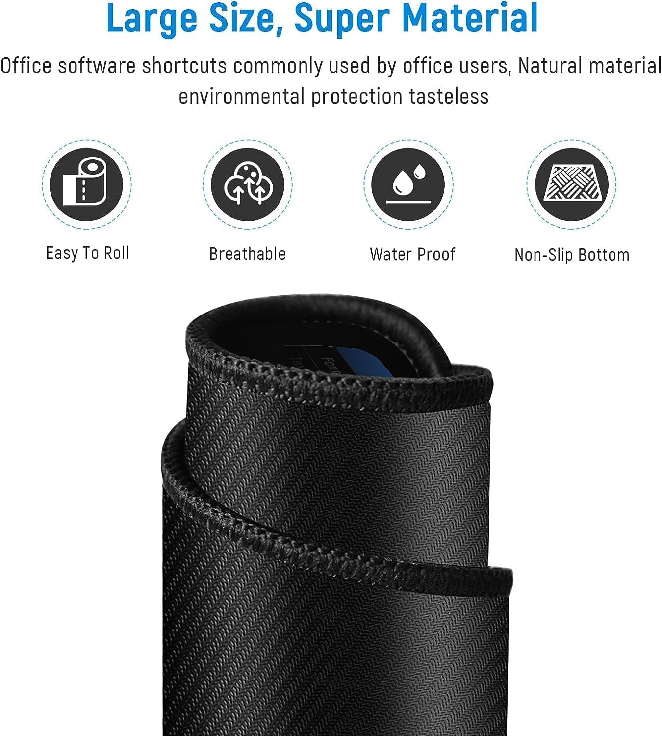 Keyboard Shortcut Extended Desk Mat – Large Gaming & Office Mouse Pad