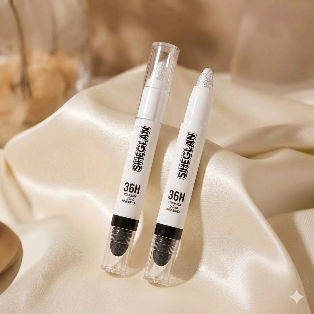2 IN 1 Silver Novice Pearlescent Waterproof Silk Worm Highlighter Pen