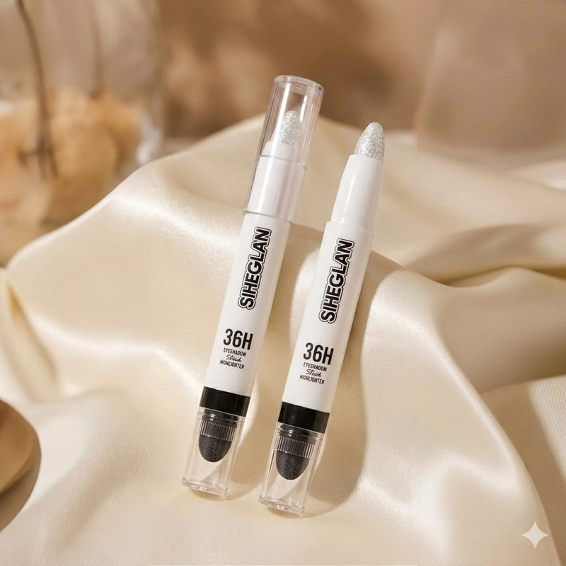 2 IN 1 Silver Novice Pearlescent Waterproof Silk Worm Highlighter Pen