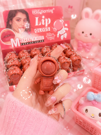 Cute Astronaut Lip Gloss Keychain - Matte 24 Hour Fashion Color