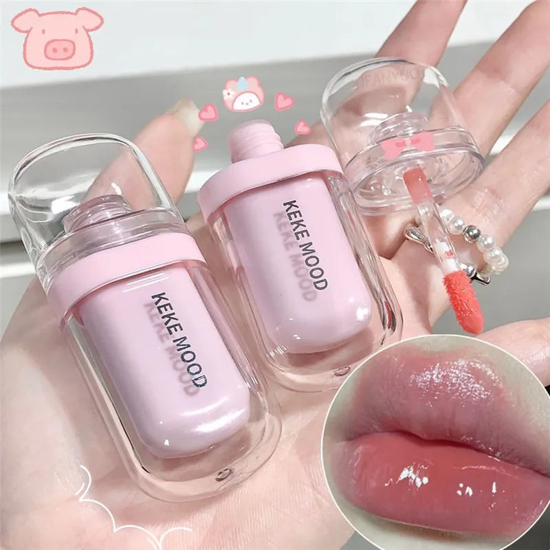 Jelly Lip Gloss Set Hydrating Moisturizing Lip Glaze Long Lasting Waterproof Lip Tint Shiny Glass Finish Cute Capsule Mini Lipstick Kit for Women Girls