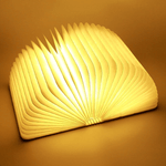 Foldable LED Book Lamp – USB Rechargeable Wooden Reading Desk & Bedside Night Light