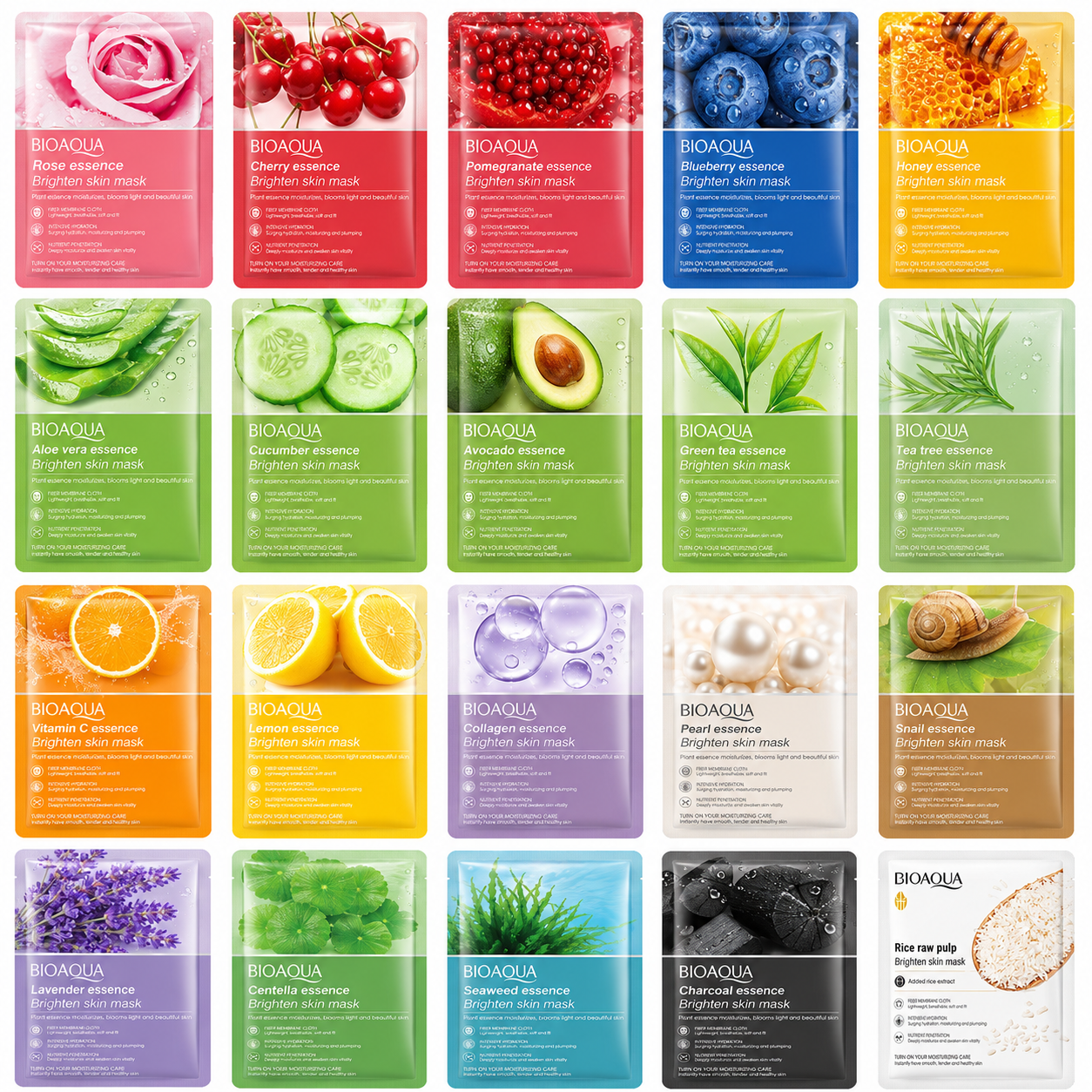 Pack Of 15/10/5/3 Hydrating & Brightening Face Sheet Mask