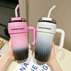 24oz Leakproof Insulated Stainless Steel Tumbler with Handle & Straw – Travel Coffee Mug for Hot & Cold Drinks