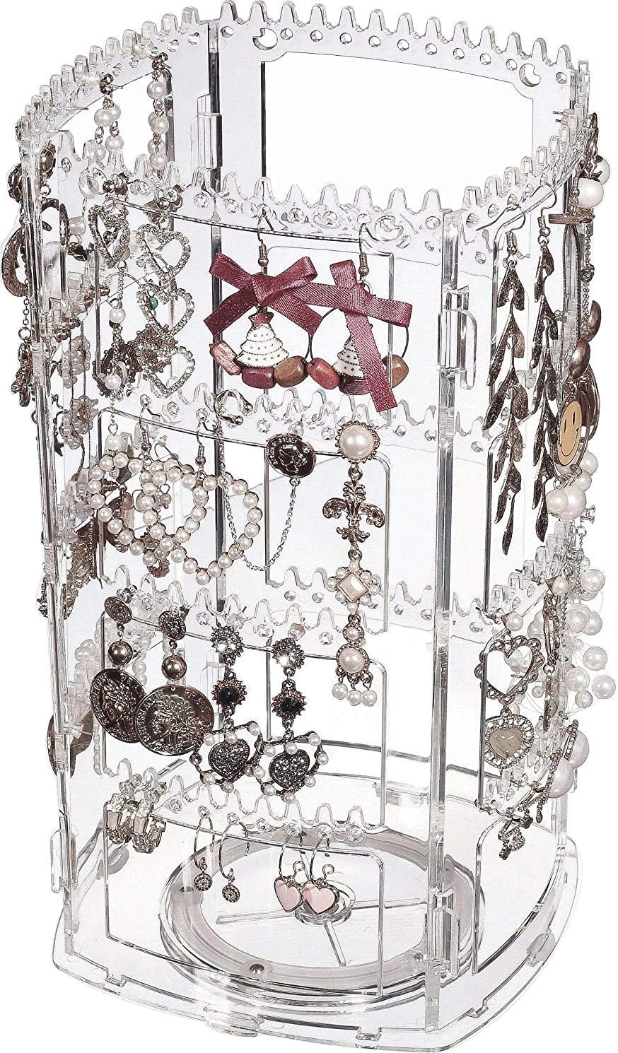360° Rotating Acrylic Jewelry Organizer – 4-Tier Display Stand