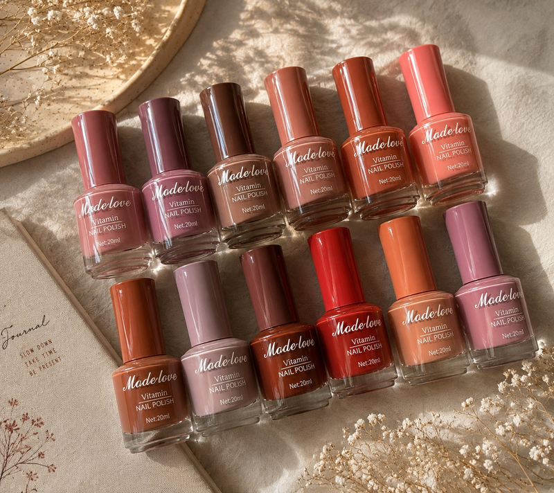 Nude Nail Polish Set - 12 Pcs - Vitamin Enriched - Long Lasting & Quick Dry - Multi colours available