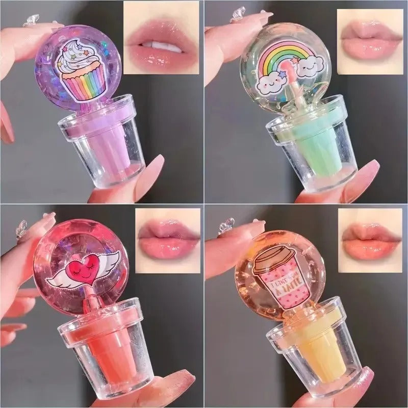 HUDAMOJI Cartoon Fruity Lip Gloss Set for Kids – Cute Moisturizing Balm