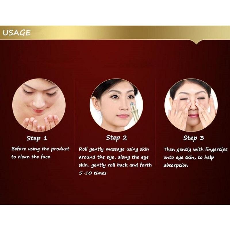 BIOAQUA Roll On Eye Essence Serum with Cooling Metal Roller for Dark Circles, Puffiness, Eye Bags & Fine Lines