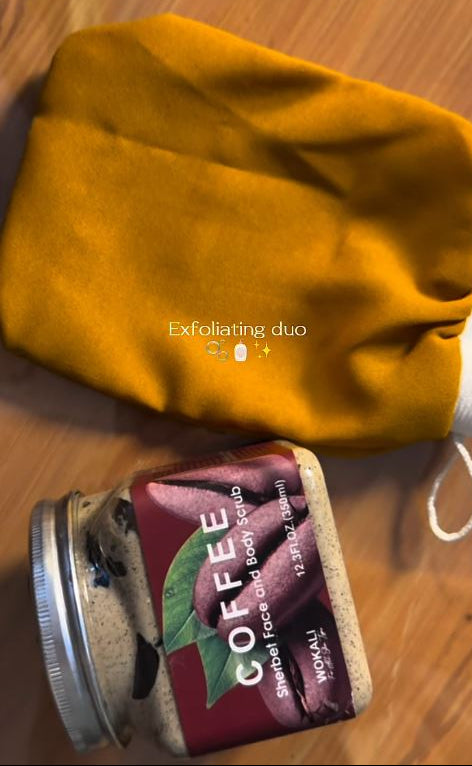 Glow-Up Duo Coffee Scrub & Exfoliating Glove – Smooth, Soft & Radiant Skin