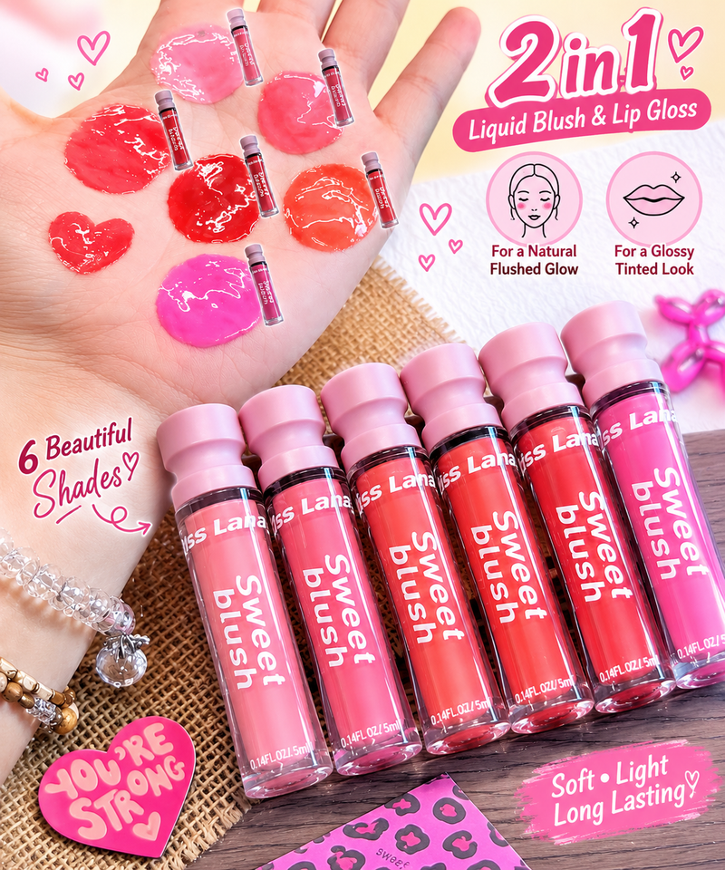 MISS LARA Sweet Blush 2-in-1 Lip Gloss & Liquid Blush for Lips & Cheeks