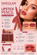 SIHEGLAN 2-in-1 Lip Liner & Lipstick Pencil Set 12PCS | Waterproof Velvet Matte Long-Lasting Lip Makeup with Blending Sponge