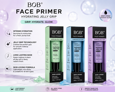 BOB Hydrating Jelly Grip Face Primer 30ml | Long-Lasting Makeup Primer for Smooth, Poreless & Flawless Skin