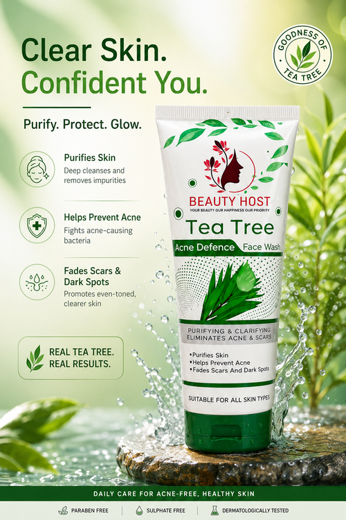 Beauty Host Tea Tree Acne Defence Face Wash for Pimples, Oily Skin & Acne Marks | Deep Cleansing Face Cleanser
