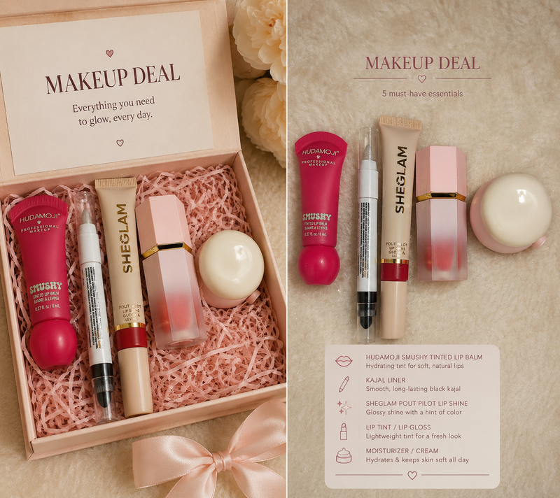 Premium Beauty Makeup Deal Get glossy lips, radiant cheeks, and a luminous glow in one adorable makeup set.