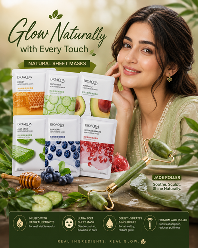 BIOAQUA 6pcs Sheet Mask Set with Jade Roller