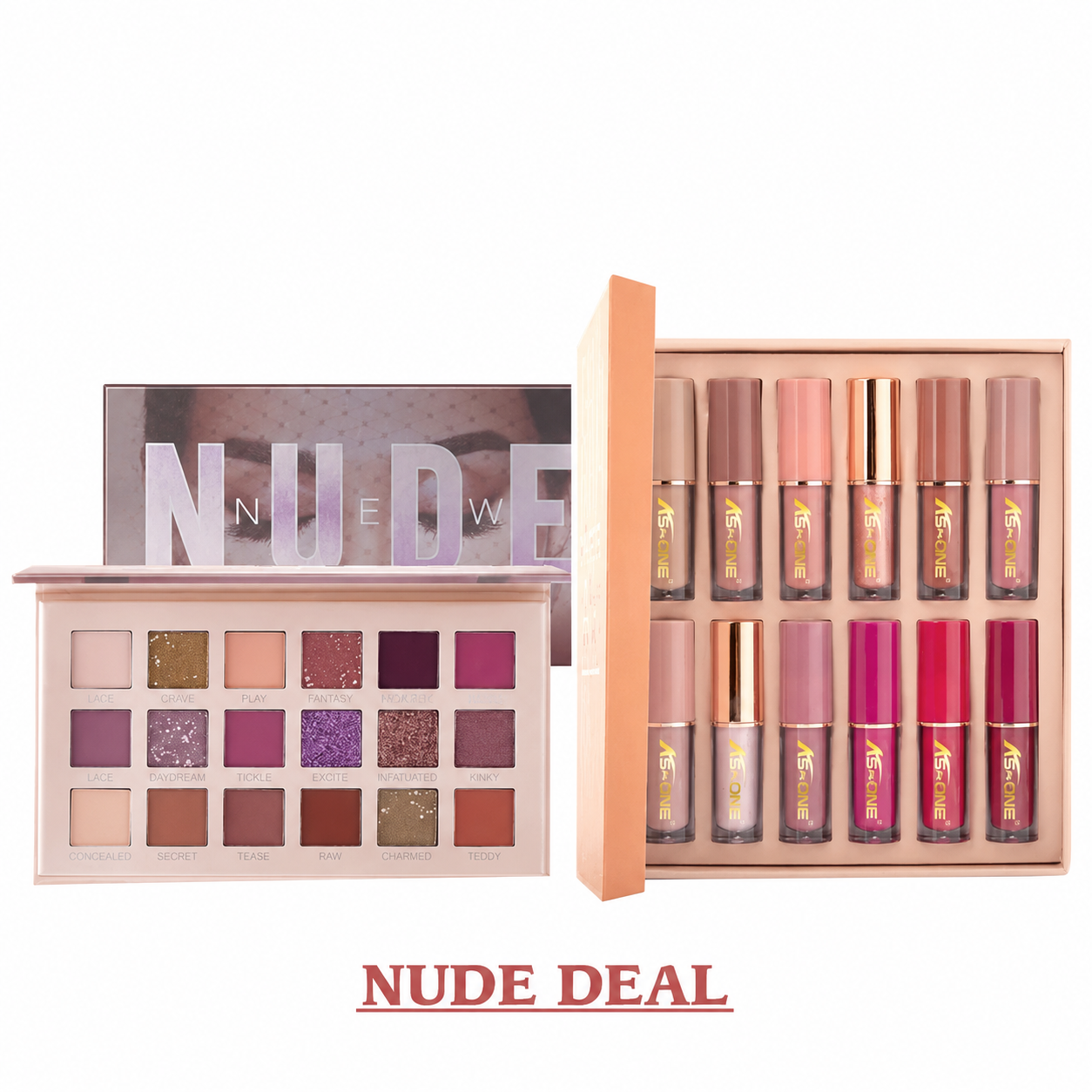 Nude Deal Makeup Set – Eyeshadow Palette & Lip Gloss Collection