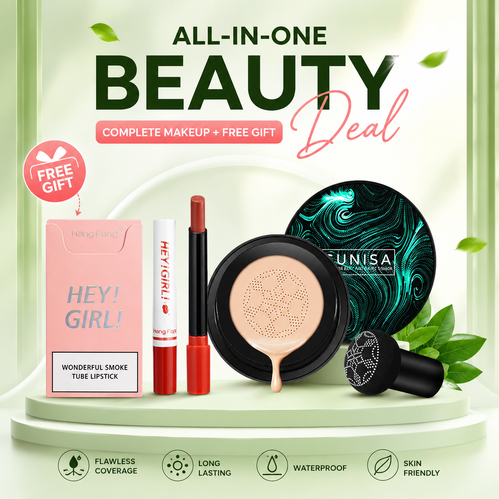 Sunisa Air Cushion Foundation & Hey Girl Lipstick Beauty Deal – Flawless Coverage + FREE Gift