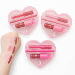 Rom&Com Heart 3-in-1 Lip Kit – Matte Lip Gloss, Lip Liner & Shiny Lip Gloss Set for Women | Long-Lasting Waterproof Lip Makeup