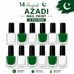 14 August Azadi Nail Polish Set 12 PCS – Green & White Long-Lasting Nail Paint Collection for Women & Girls | Pakistan Independence Day Collection