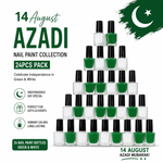 14 August Azadi Nail Polish Set 12 PCS – Green & White Long-Lasting Nail Paint Collection for Women & Girls | Pakistan Independence Day Collection