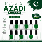 14 August Azadi Nail Polish Set 12 PCS – Green & White Long-Lasting Nail Paint Collection for Women & Girls | Pakistan Independence Day Collection