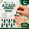 14 August Azadi Nail Polish Set 12 PCS – Green & White Long-Lasting Nail Paint Collection for Women & Girls | Pakistan Independence Day Collection