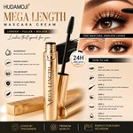 HUDAMOJI Mega Length Waterproof Mascara – Long-Lasting Lengthening & Volumizing Mascara for Fuller, Longer Lashes